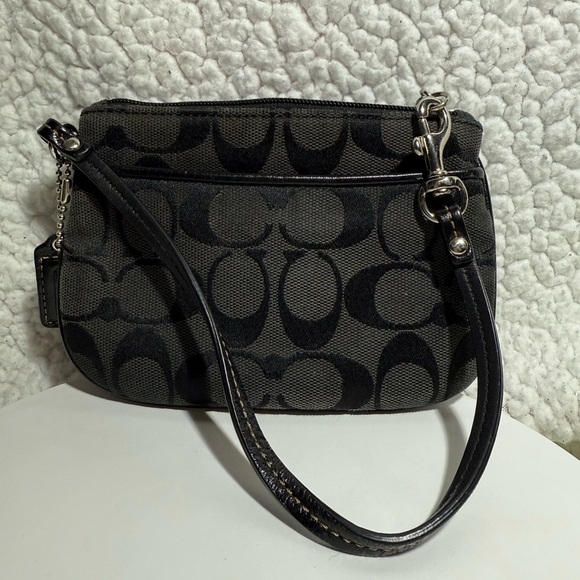 Coach Handbags - Small Coach Black and Gray Signature Clutch